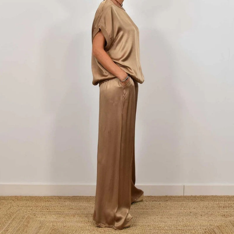 Ensemble Deux Pièces Élégant En Satin